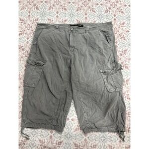 Xray Jeans Mens Gray Cotton Cargo Shorts Size 42 Utility Casual Drawstring Hem